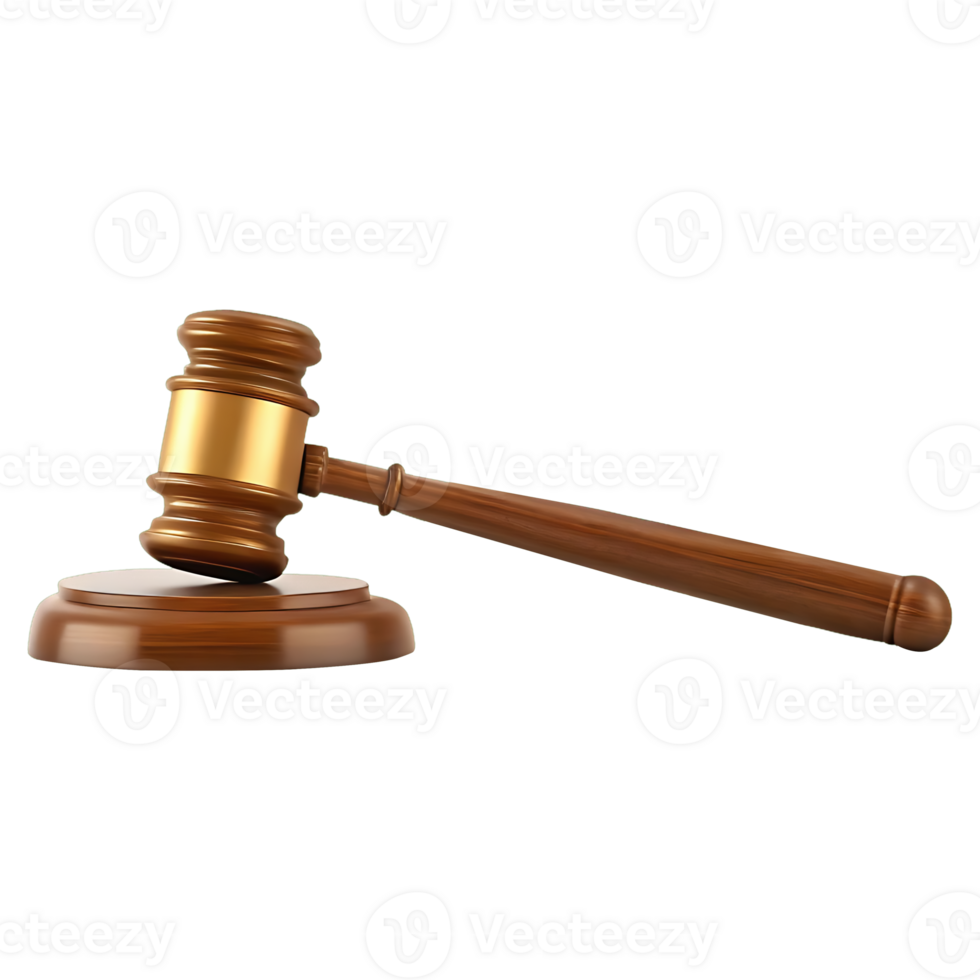 Wooden gavel on a sound block png