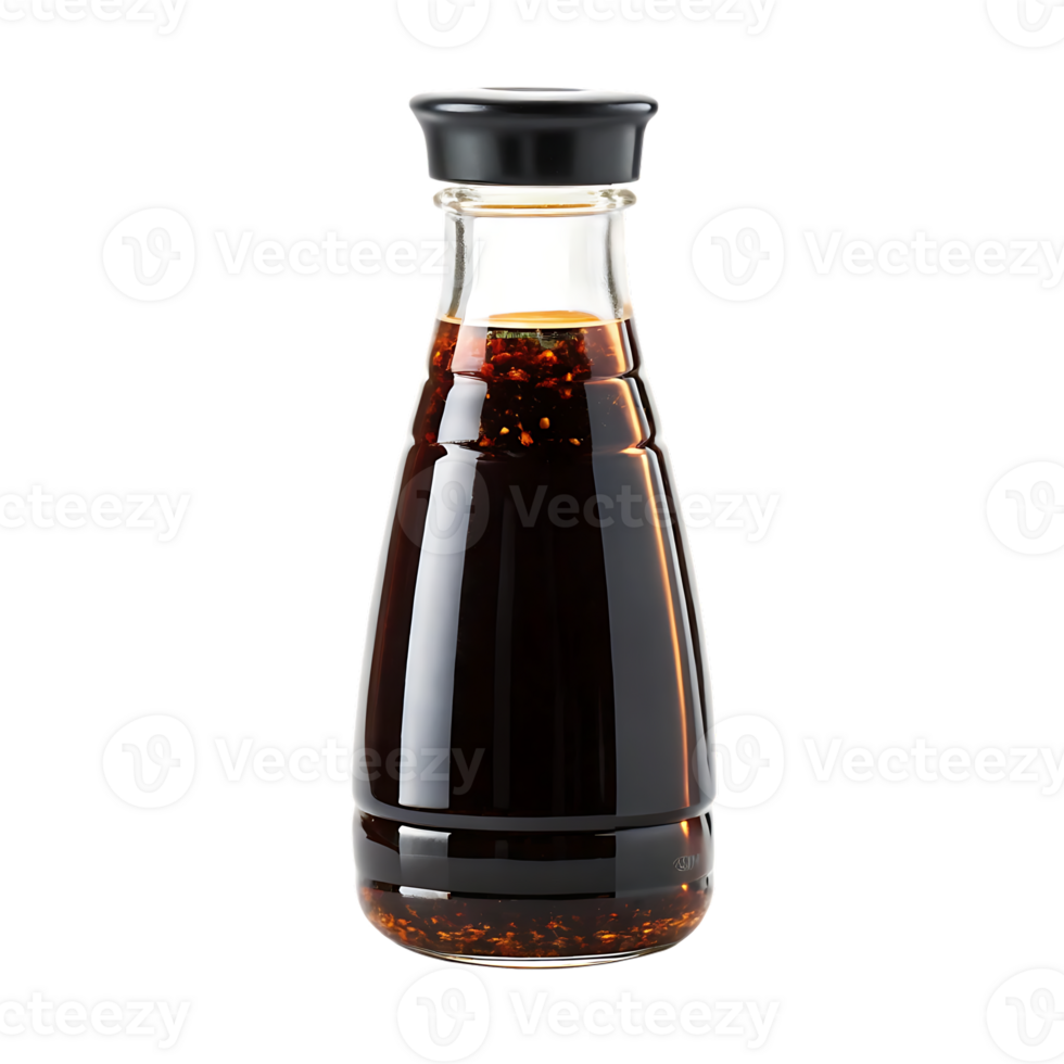 Bottle of dark brown sauce, png