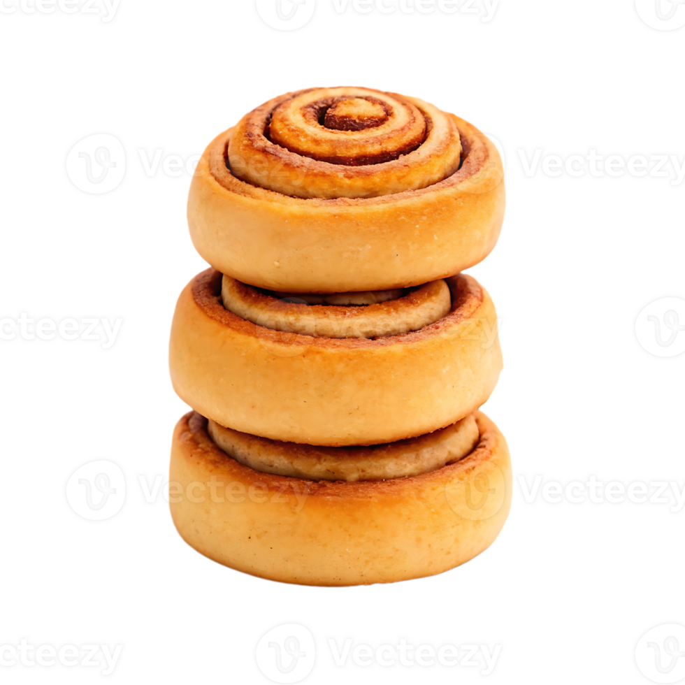 Stack of three delicious cinnamon rolls png
