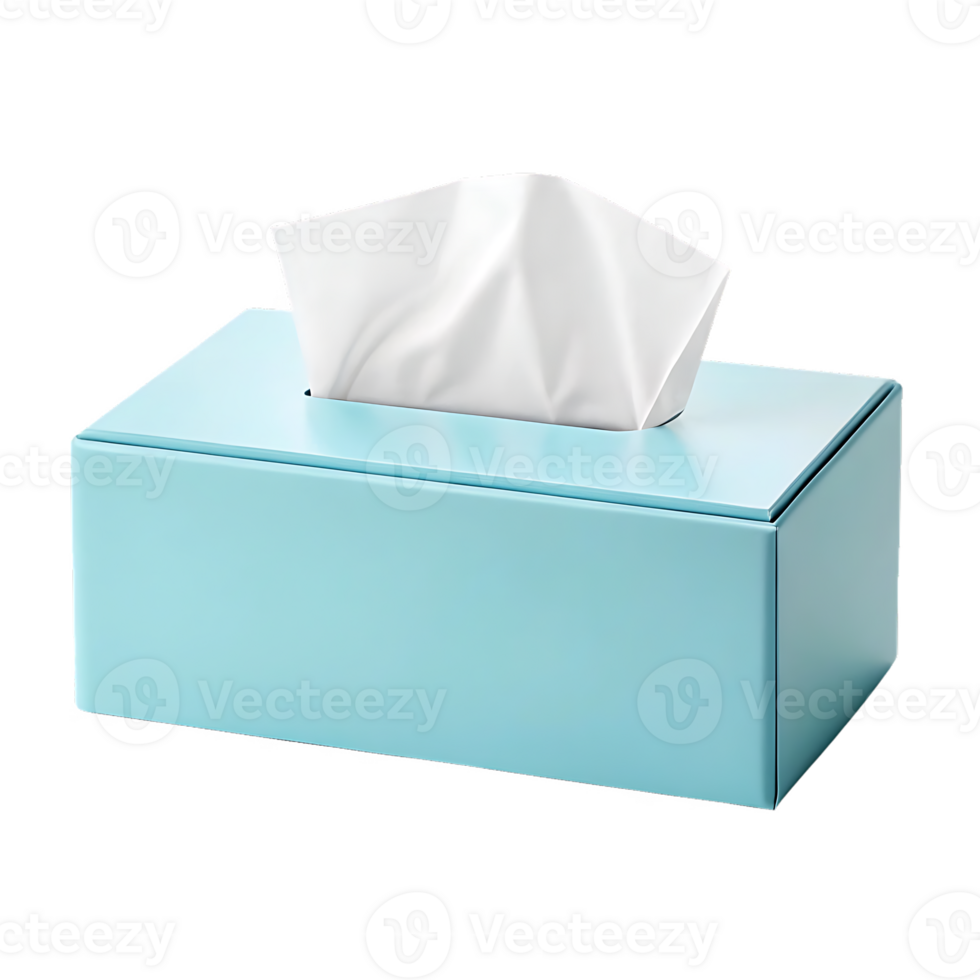 Light blue tissue box with white tissues. png