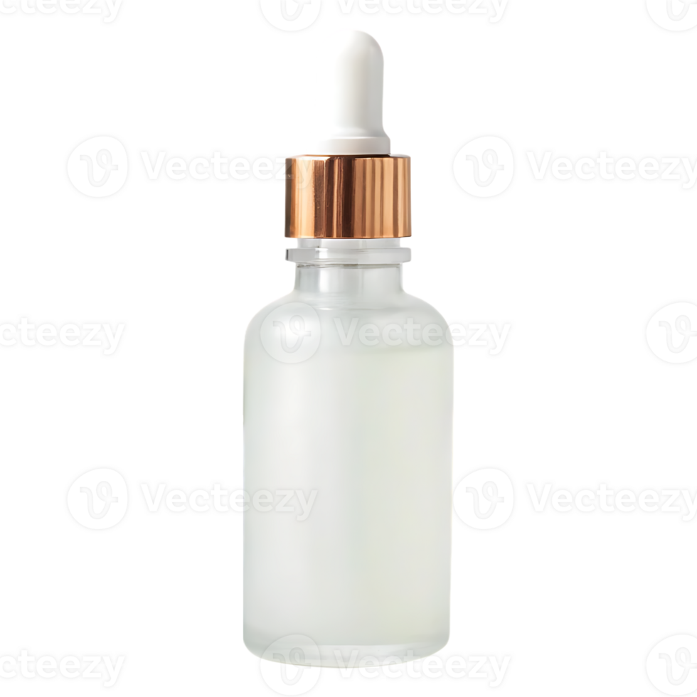 Frosted glass dropper bottle with rose gold cap png