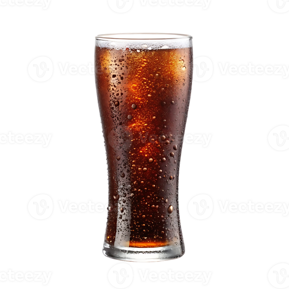 Refreshing cola drink with ice in a glass. png