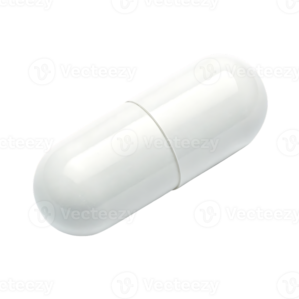 Single white capsule pill png