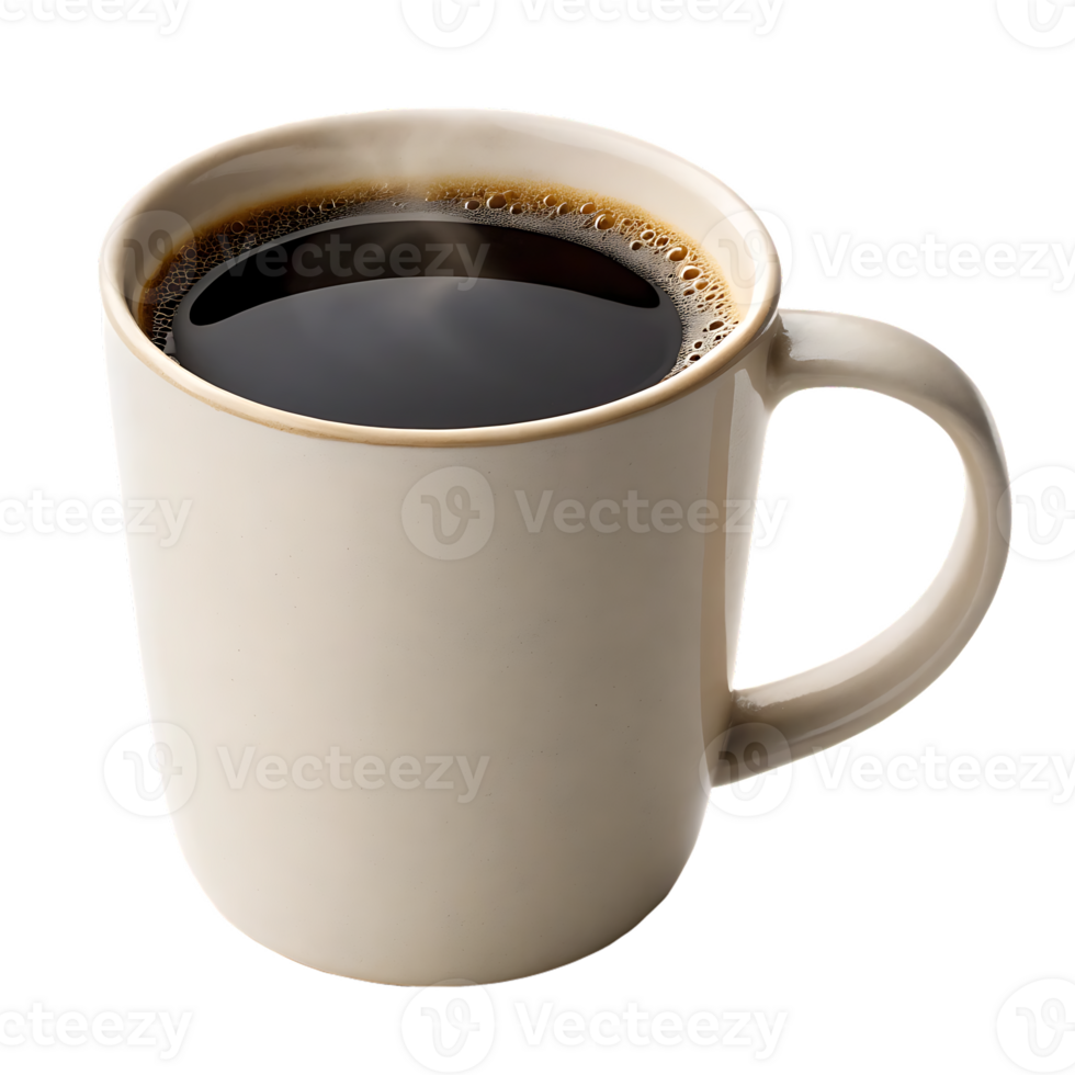 Hot cup of black coffee, steaming. png
