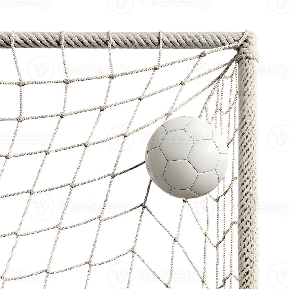 Soccer ball in net, goal scored. Winning, victory, success. png