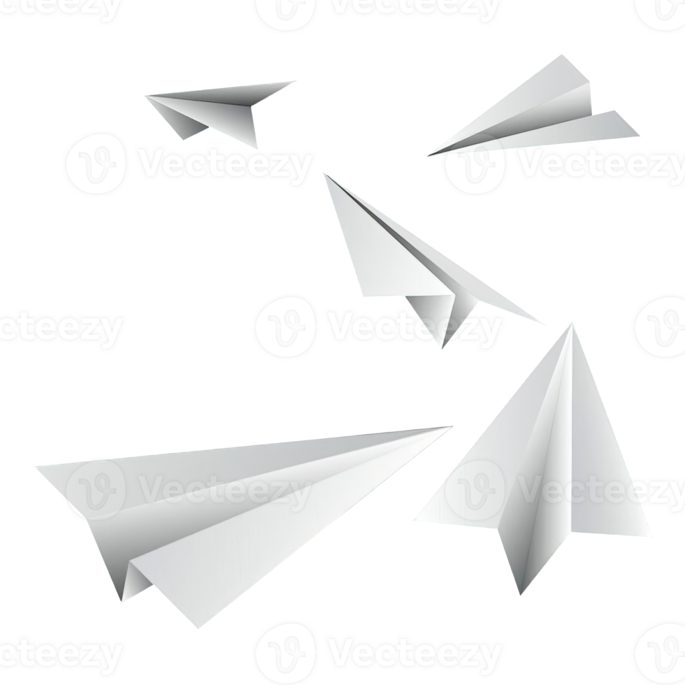 Flying Paper Airplanes on Transparent Background png