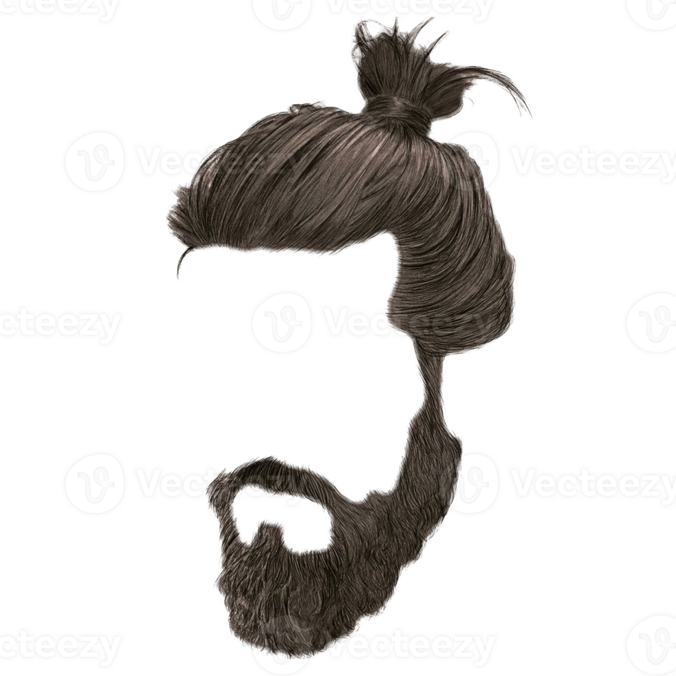 Modern Short Black Haircut with Neat Side Part on Transparent Background png