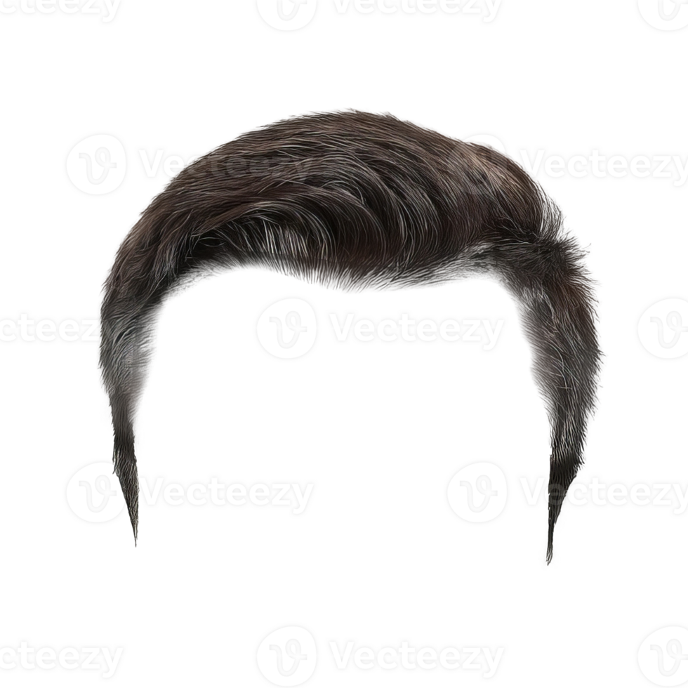 Isolated Short Black Hair with Side Part Hair Design Element png