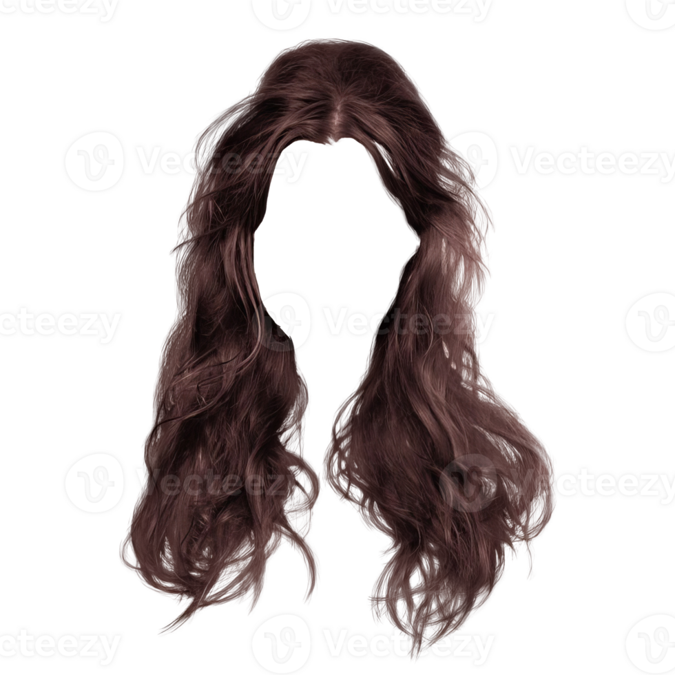 Long Wavy Brown Hair on Transparent Background png