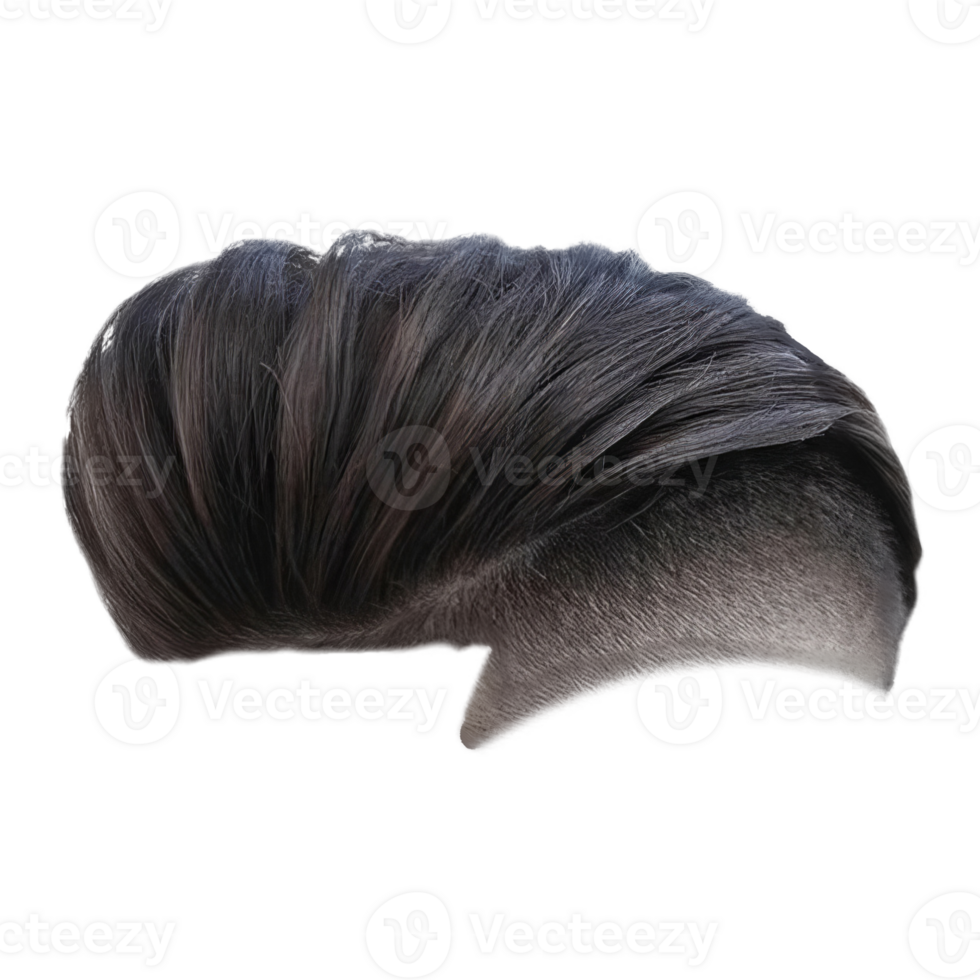 Short Black Wig with Sleek Side Part Hair Mockup png