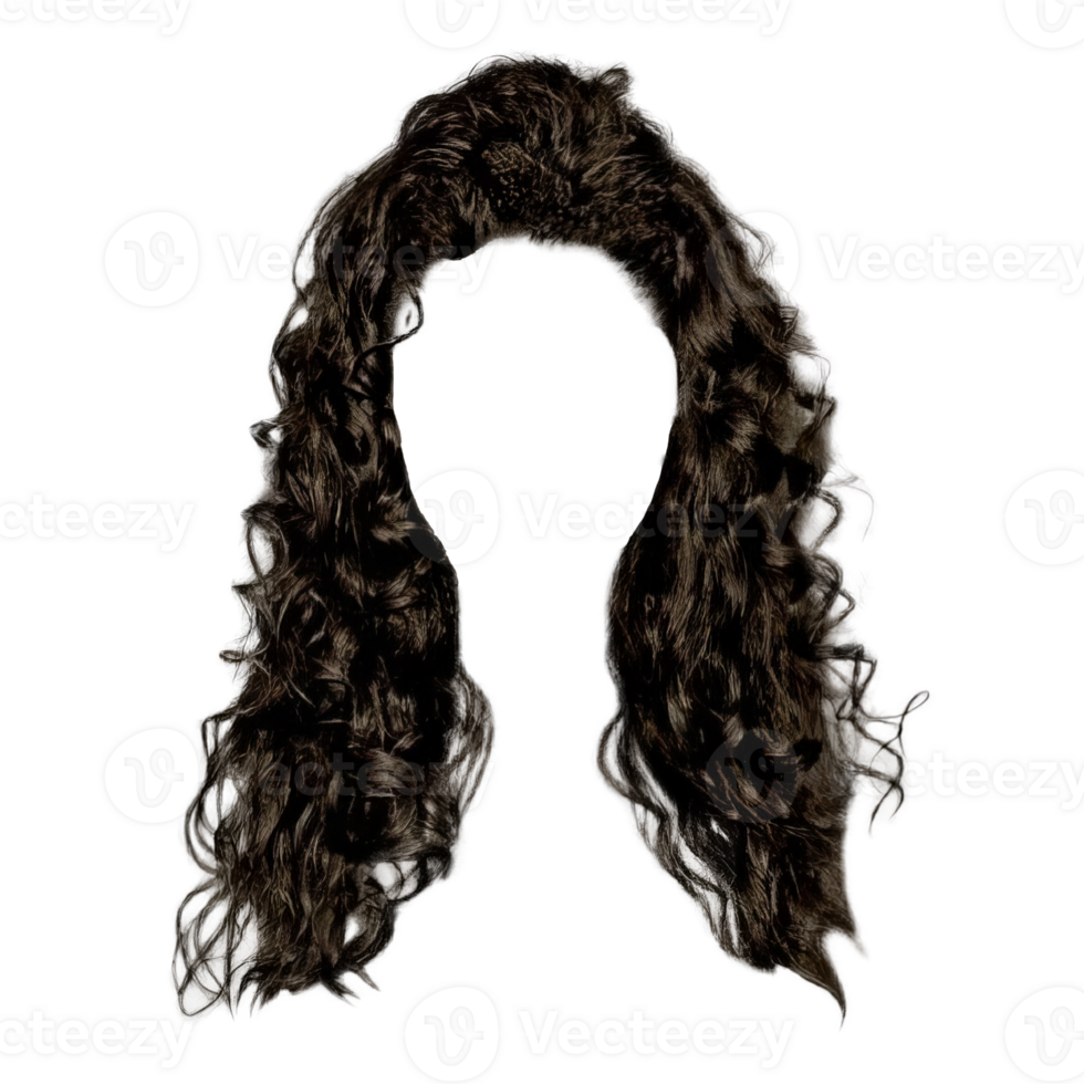 Long Wavy Brown Hair on Transparent Backgrounde png
