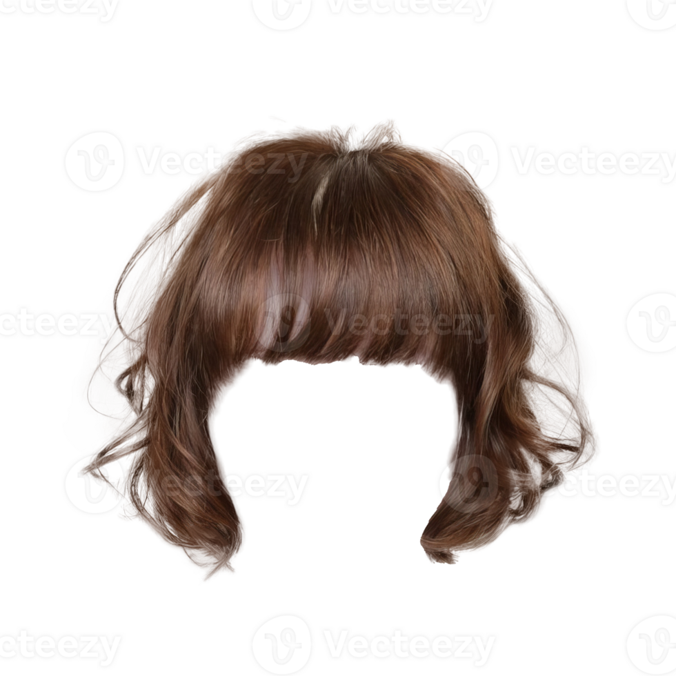 Short Sleek Black Hair with Side Part Realistic Hair png