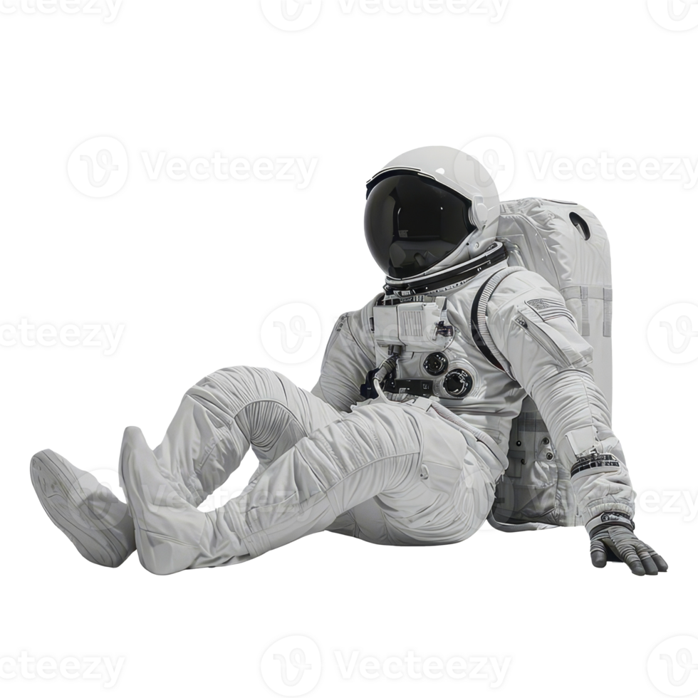 Astronaut in Space Suit Sitting on Transparent Background png