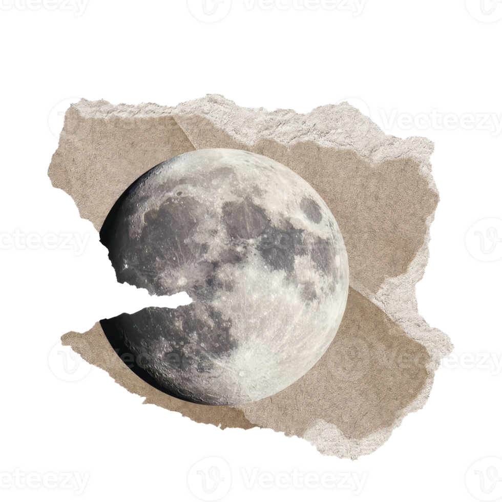 Full Moon on Torn Paper Background png