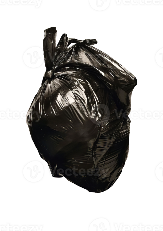 Black Trash Bag on Transparent Background png