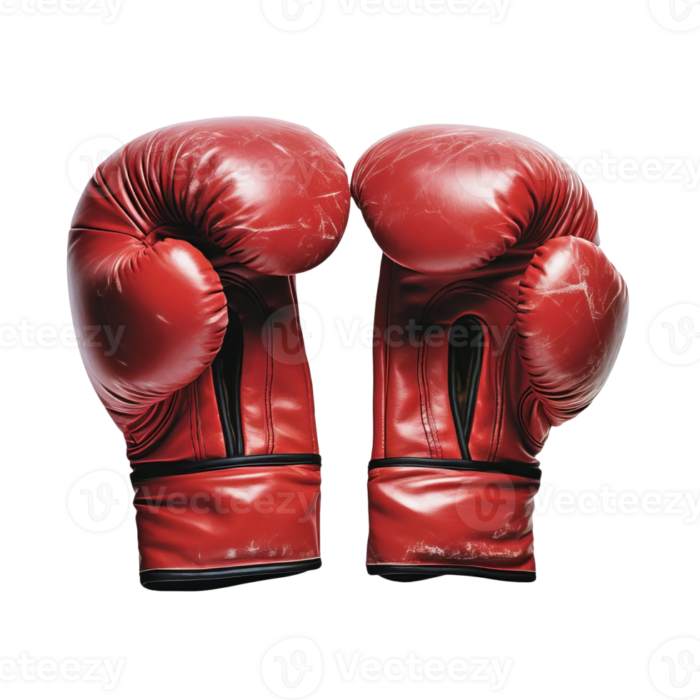 Red Boxing Gloves on Transparent Background png
