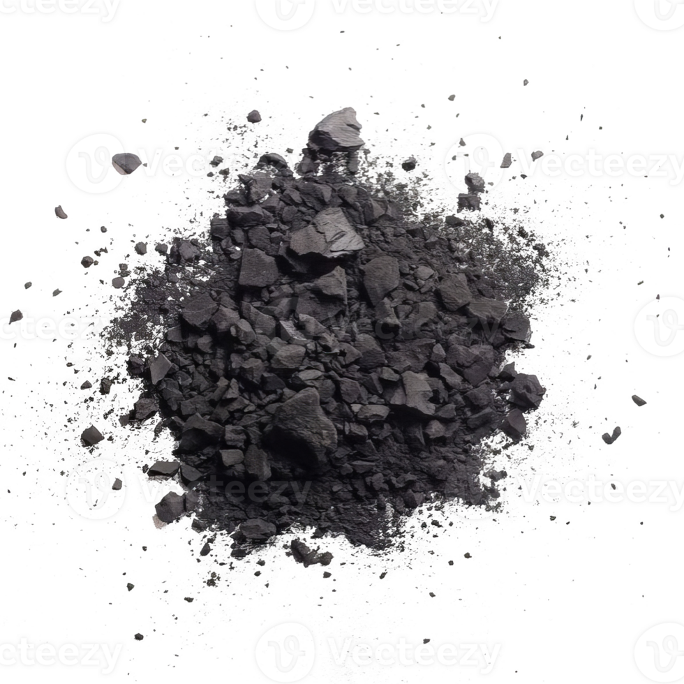 Scattered Charcoal Pieces on Transparent Background png