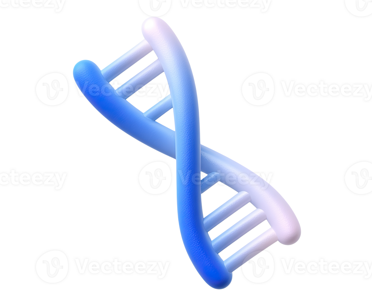 DNA helix strand 3D render icon. Symbol of genetics, biology, heredity, research, or medical science. Isolated transparent graphic structure illustration. png
