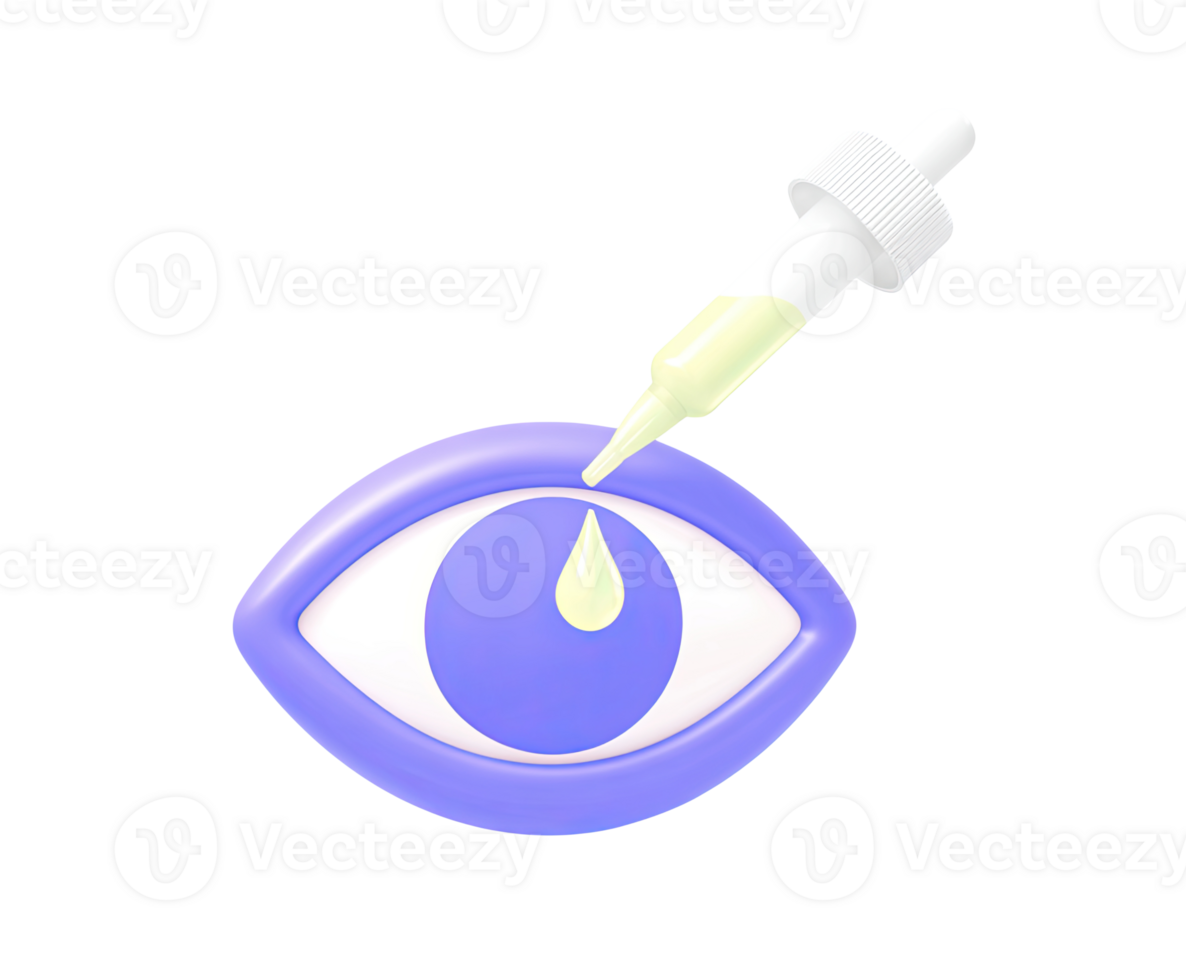 Human eye examination concept 3D render icon. Vision test graphic for ophthalmology or optometry clinics. Isolated transparent for eye care apps. png