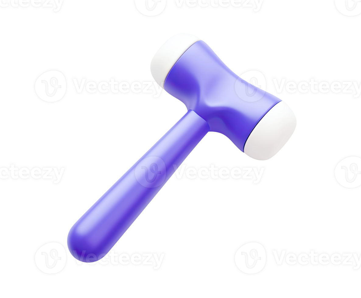 Medical reflex hammer 3D render icon. Tool for testing neurological responses in physical exams. Isolated transparent for healthcare or education. png