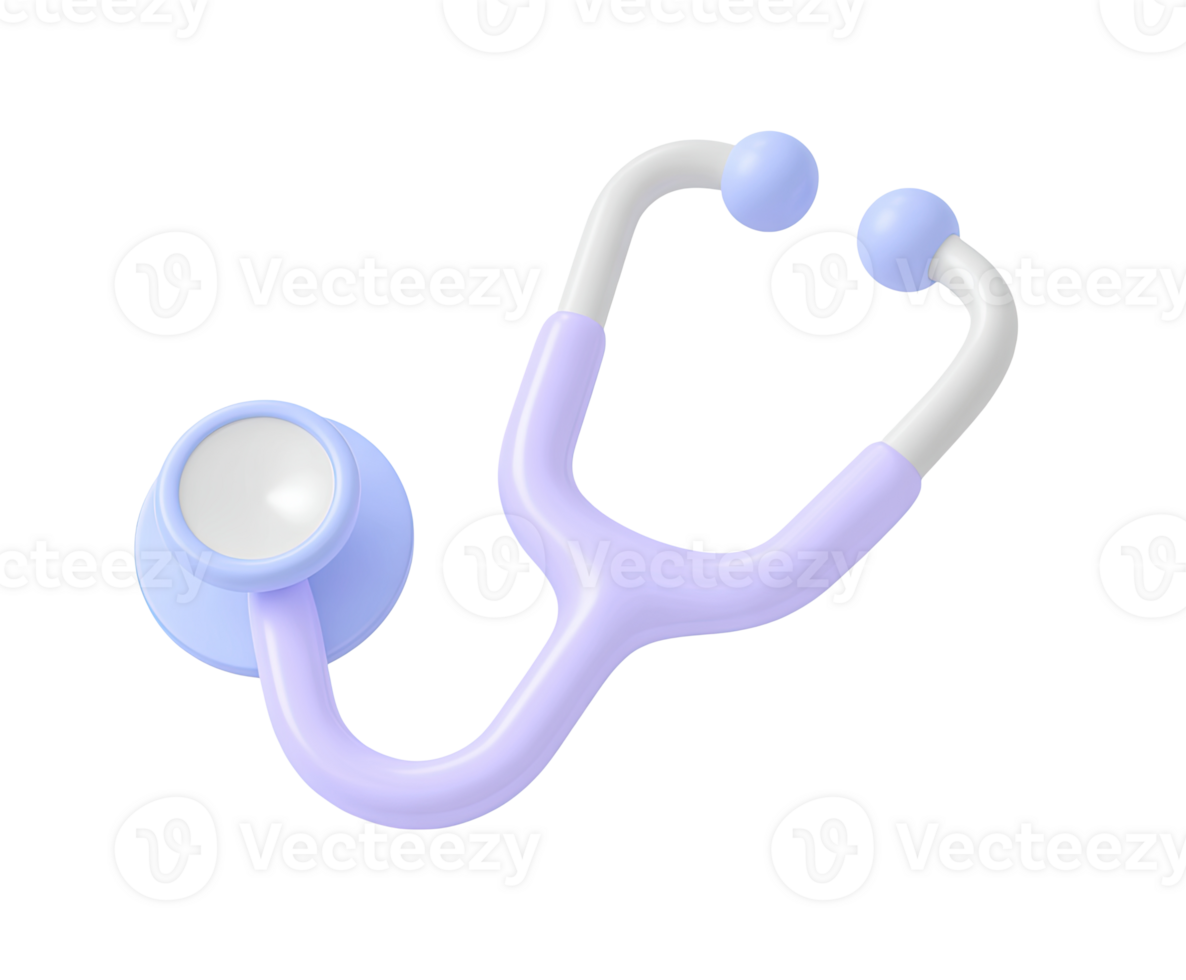 Stethoscope 3D render icon. Essential medical tool for diagnosis and health checkups. Isolated transparent for doctor websites or healthcare apps. png