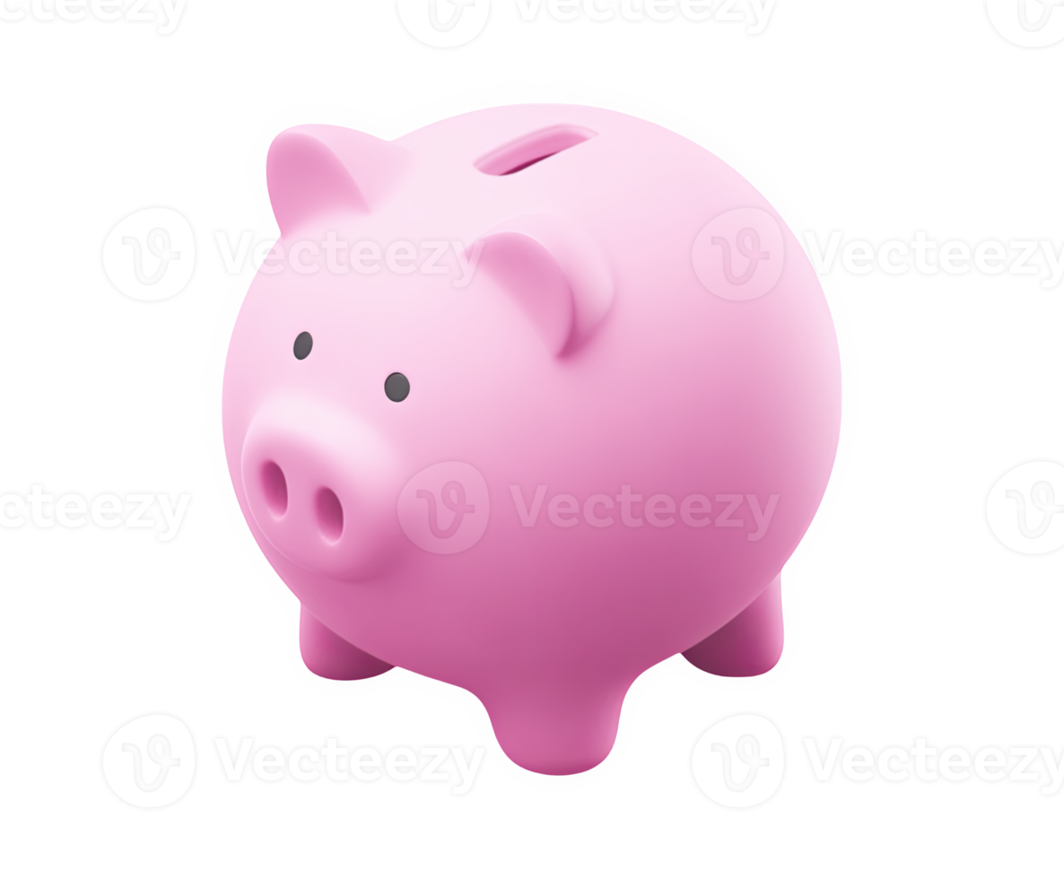 Simple pink piggy bank 3D render, universal symbol for savings, personal finance, and fiscal responsibility. Suits budget apps and educational material. png