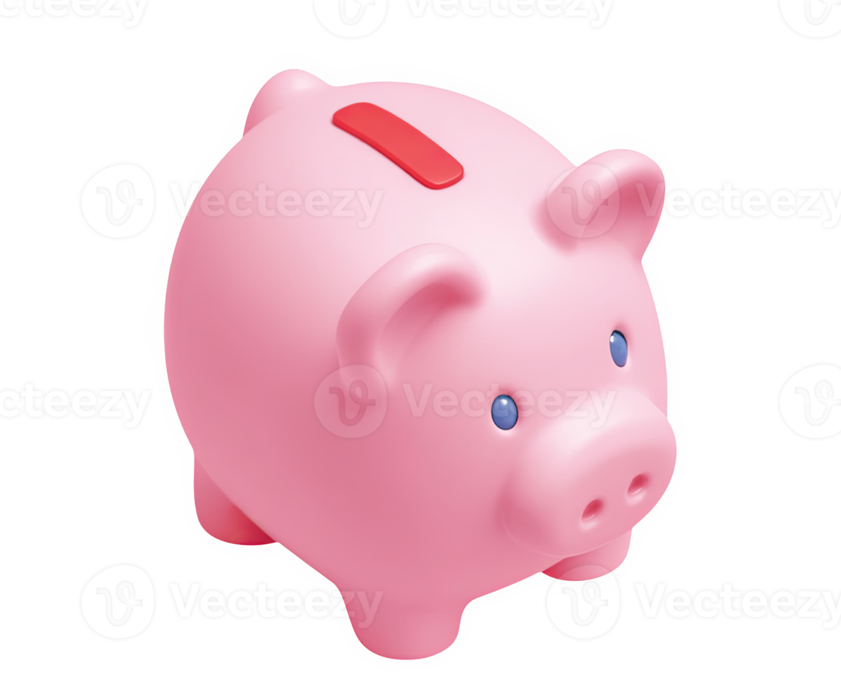 Classic pink piggy bank 3D icon, a symbol of saving money, personal finance, and thrift. Ideal for banking, financial literacy, and savings applications. png