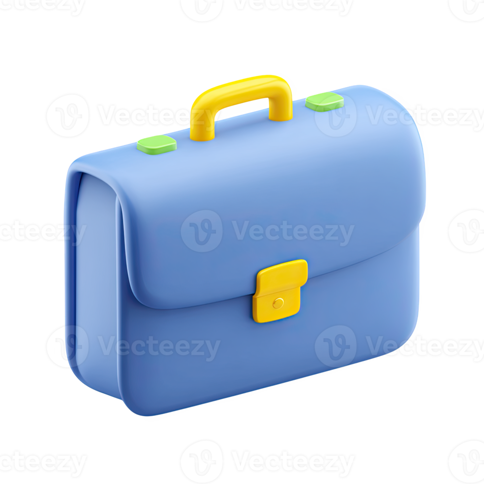 Light blue 3D briefcase icon. Symbolizes business, employment, corporate affairs, documentation. Ideal for office or financial concepts. Rendered, isolated. png