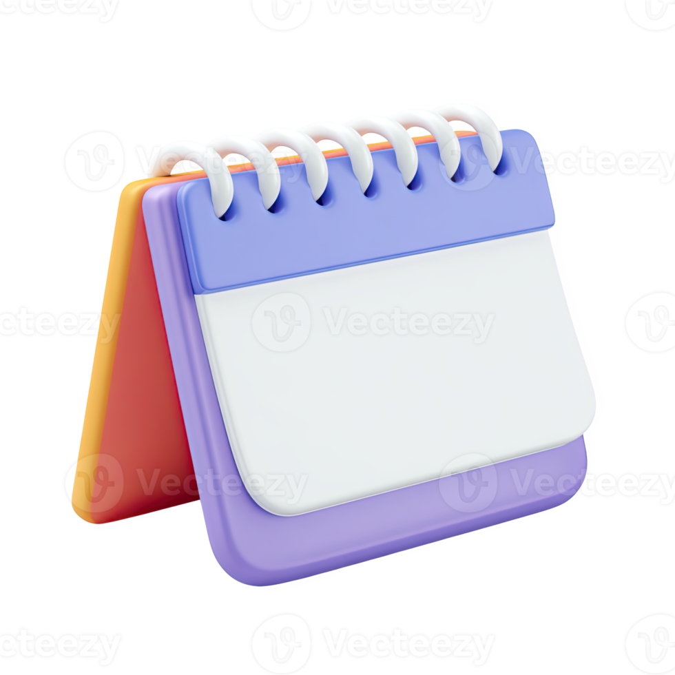 Blank 3D desk calendar icon. Symbolizes planning, scheduling, appointments, time management. Perfect for office or productivity. Rendered visual, isolated. png