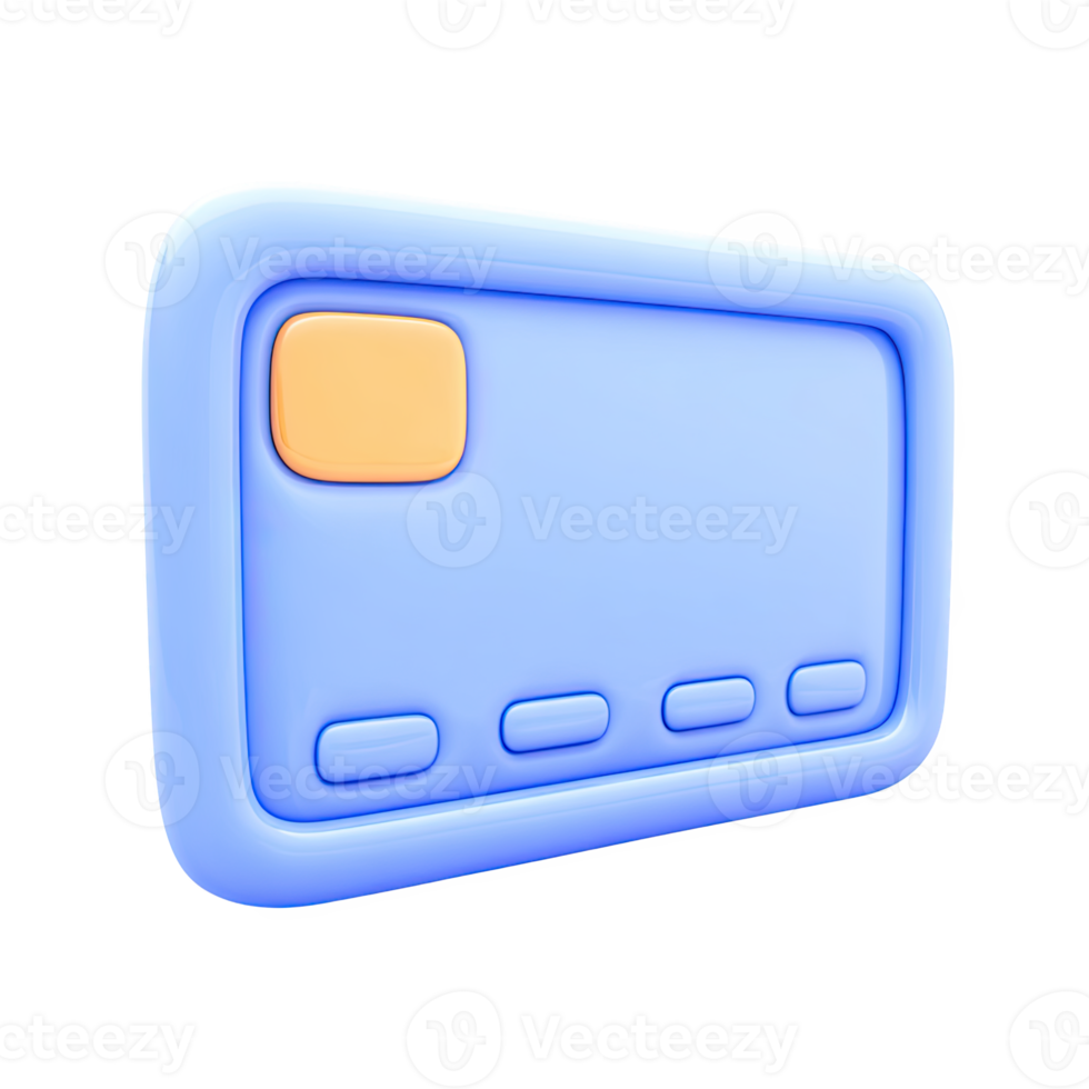 Light blue 3D credit card icon with numbers. Symbolizes secure payments, finance, e-commerce, banking. Ideal for online shopping. Rendered visual, isolated. png