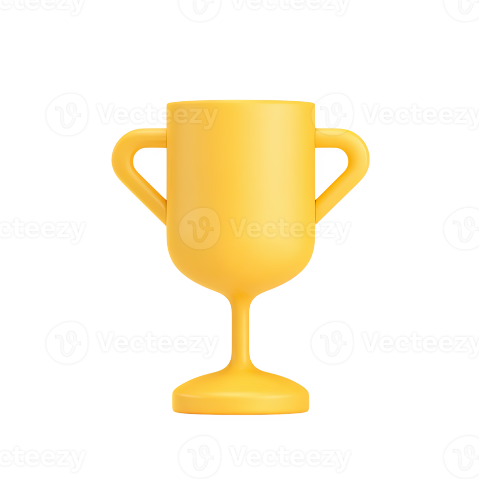 Elegant gold 3D trophy icon. Symbolizes awards, victory, achievement, success. Ideal for recognizing excellence or top performance in competitions. Rendered, isolated. png