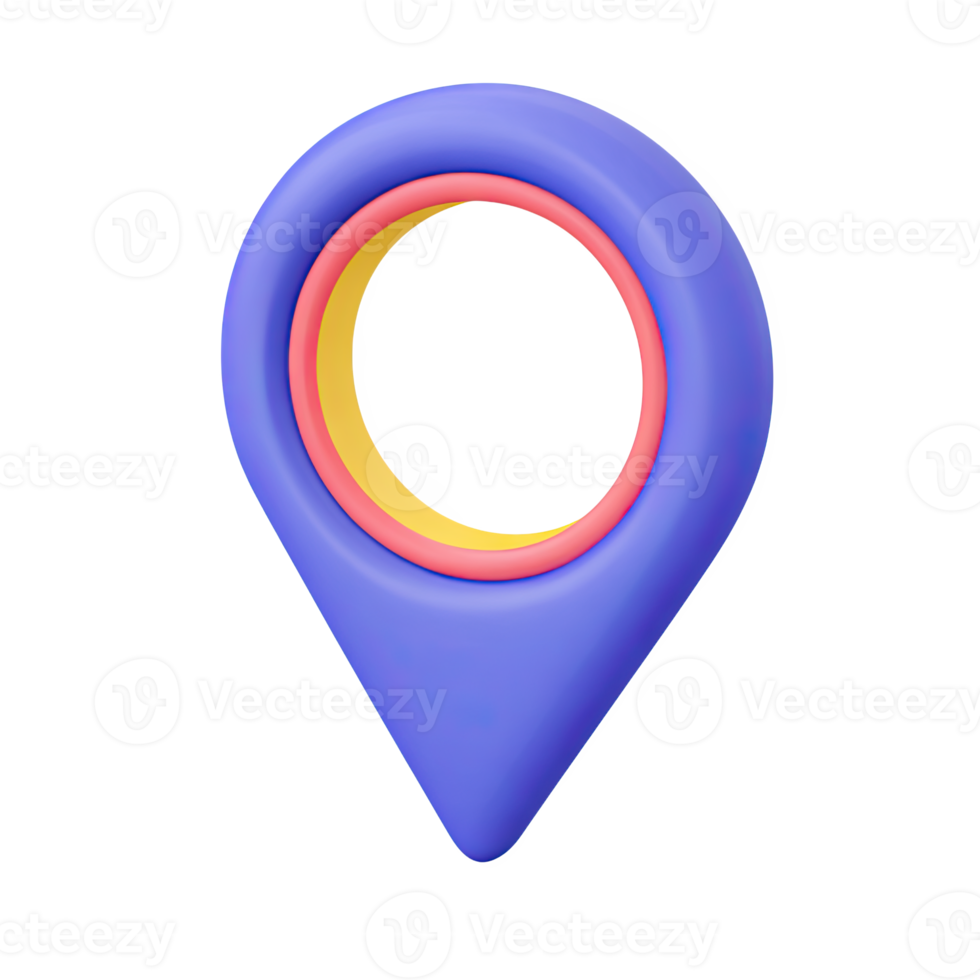 Colorful 3D map pin location marker. Symbolizes destination, navigation, address, GPS. Perfect for maps, travel themes, or local business. Rendered, isolated. png