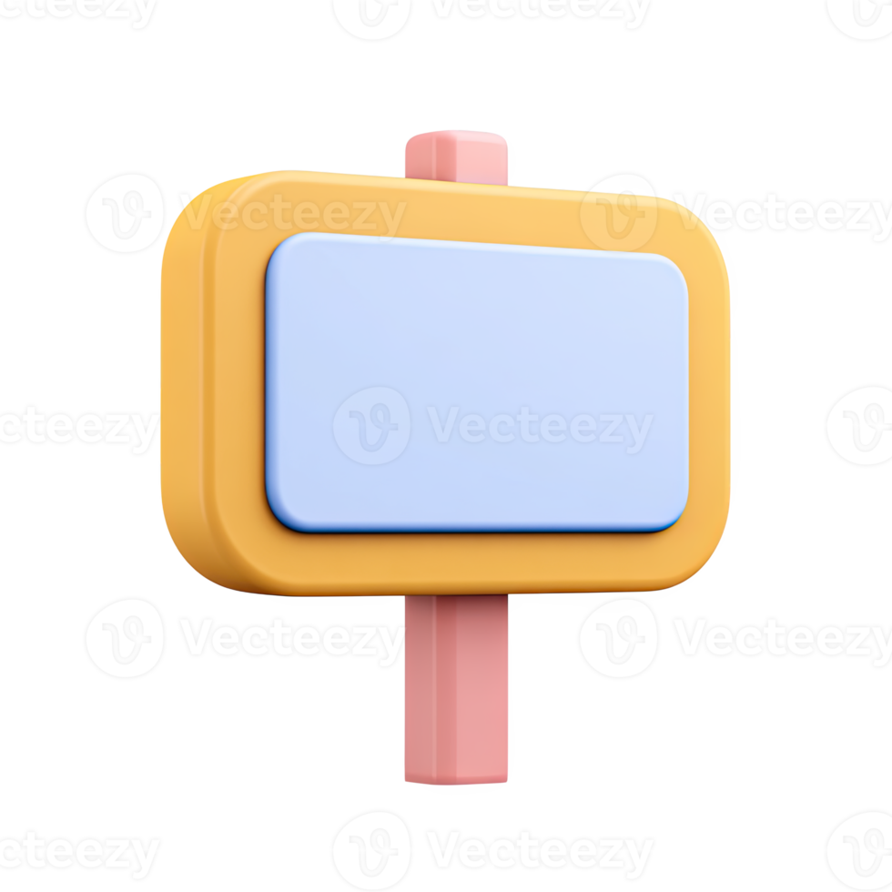 Blank 3D signpost icon. Symbolizes direction, information, guidance, available choices. Perfect for customizable messages or opportunity paths. Rendered, isolated. png