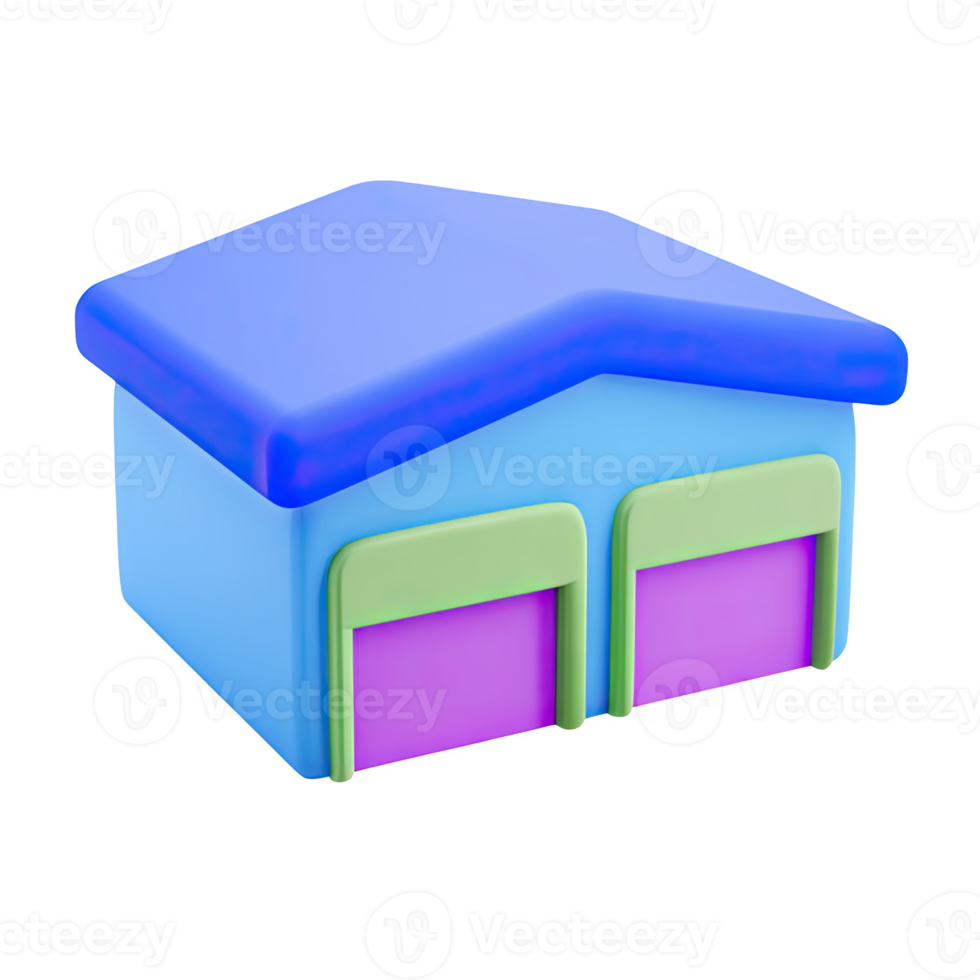 Colorful 3D small building icon. Represents real estate, a home, property, a local shop, or a small business storefront. Ideal for local services. Rendered. png