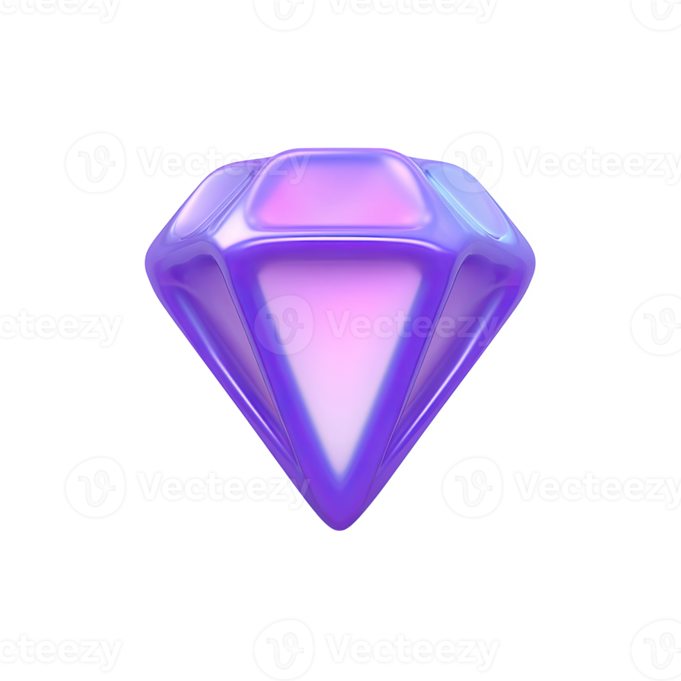 Purple and pink 3D diamond icon. Represents premium quality, luxury, high value, or an exclusive offering. Perfect for branding or awards. Rendered graphic. png