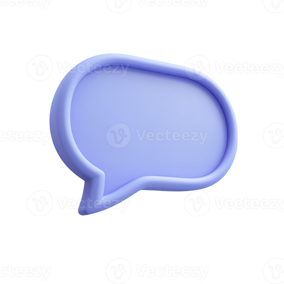 Light blue 3D speech bubble icon. Represents simple communication, messages, chat, comments, or social media dialogue. Perfect for interface design. Rendered. png