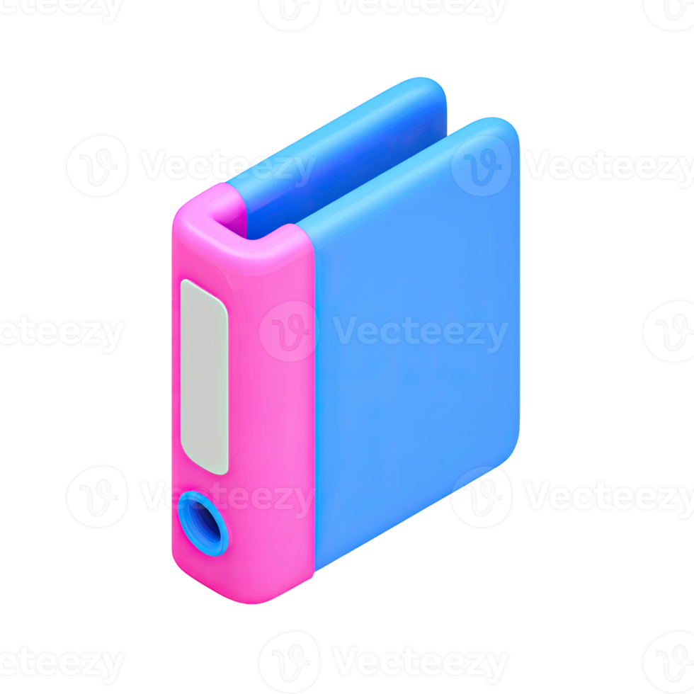 Blue and pink 3D ring binder icon for organizing notes and study materials. Symbolizes educational organization, document management. Rendered visual, isolated asset. png
