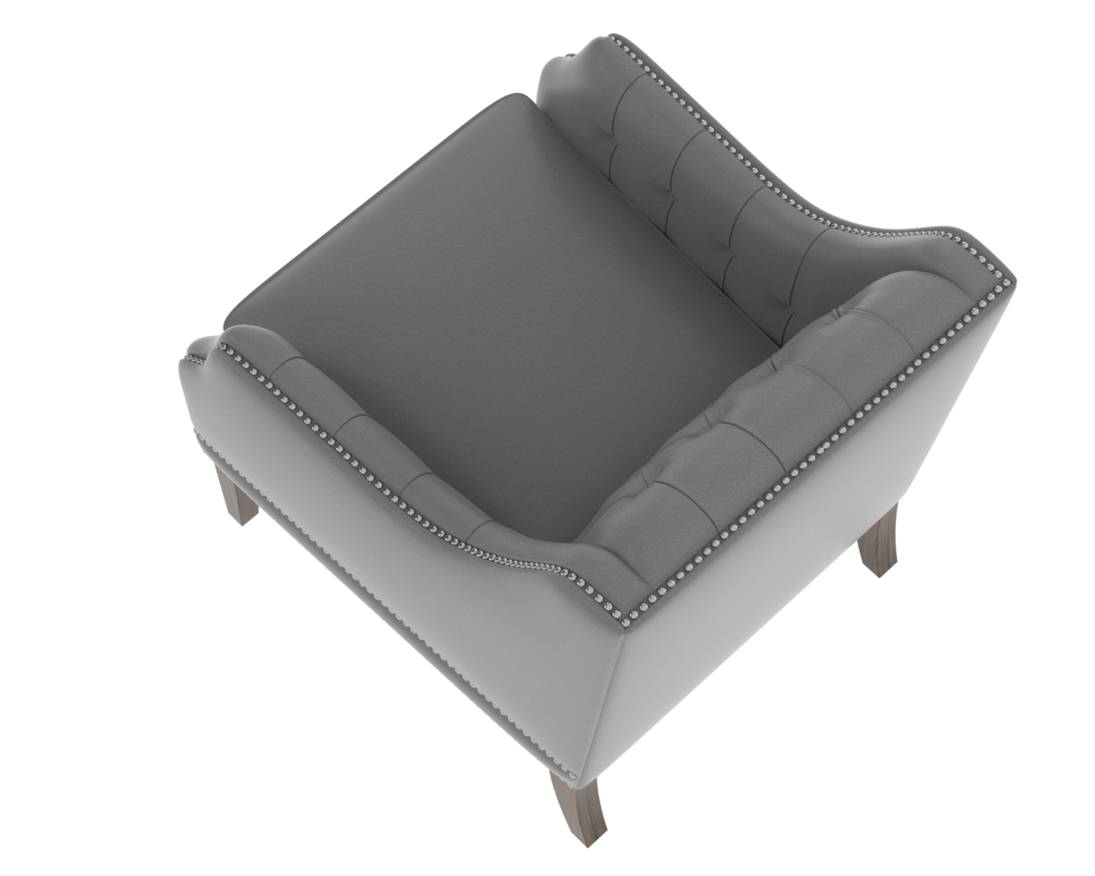 A 3d image of a chair with a gray upholstered seat png