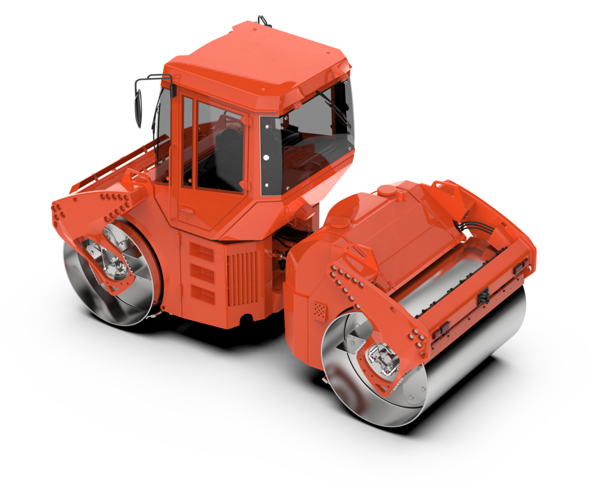 A red road roller on a white background png