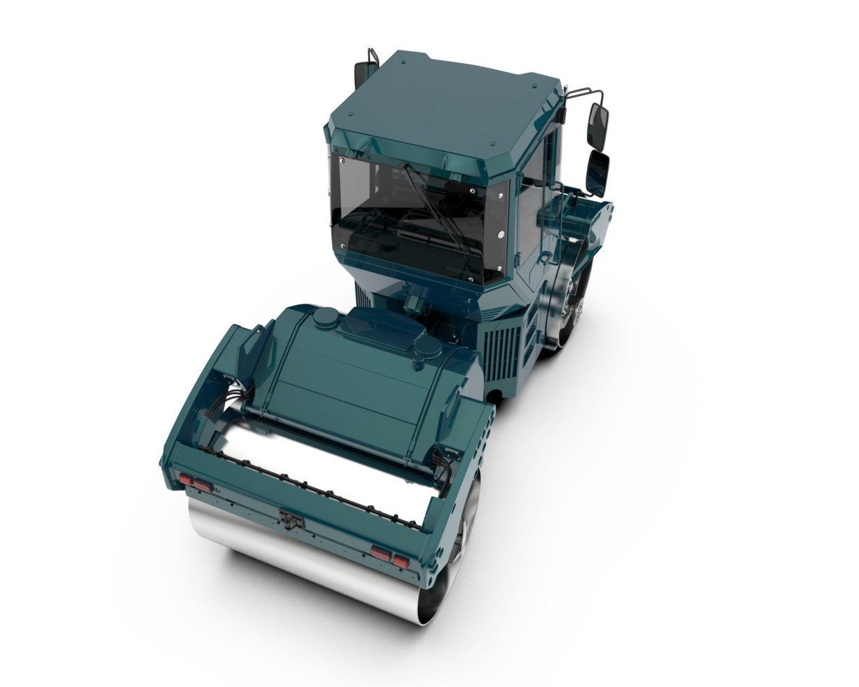 A blue and green construction machine on a white background png