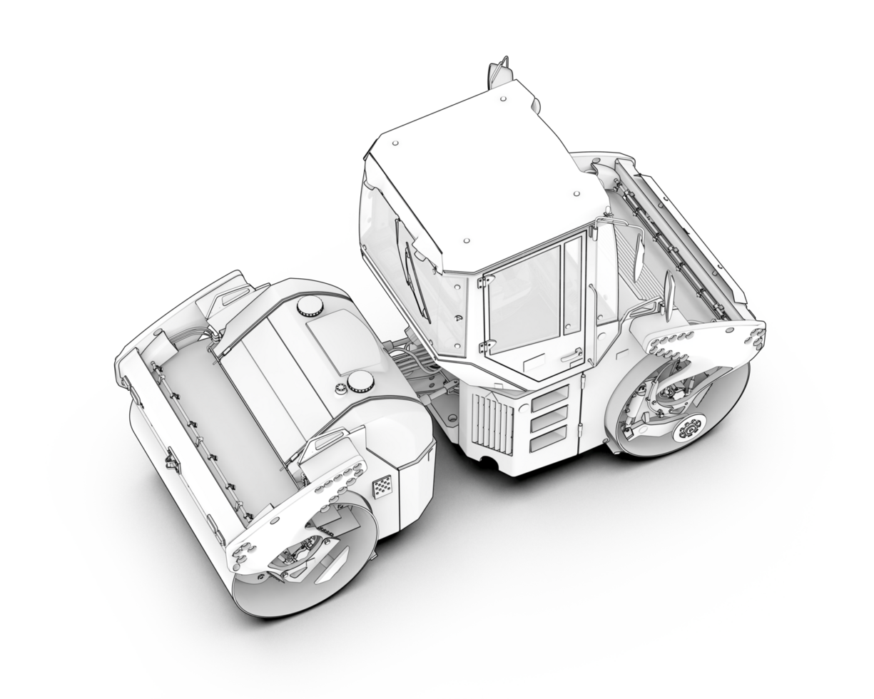 A drawing of a construction vehicle on a white background png