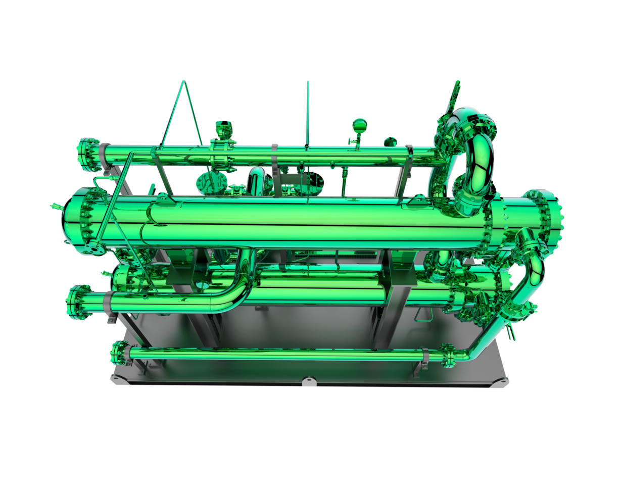 A green pipe with a metal stand png