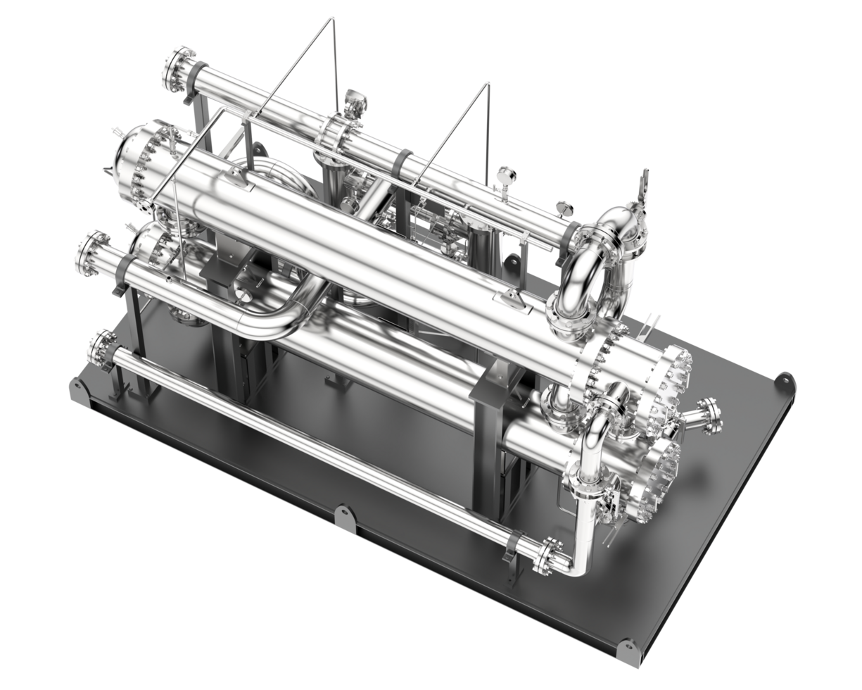 A 3d model of a steam engine on a black background png