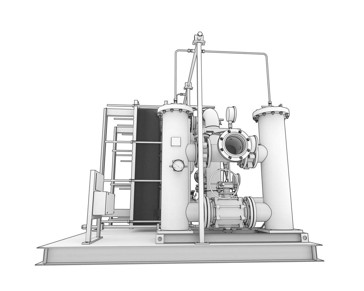 A 3d rendering of a gas compressor png