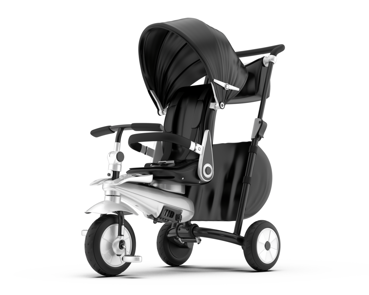 A baby stroller with a canopy and wheels png