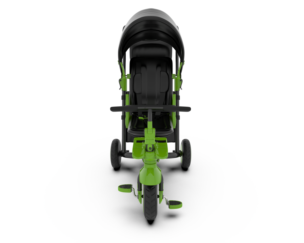 A green and black baby stroller png