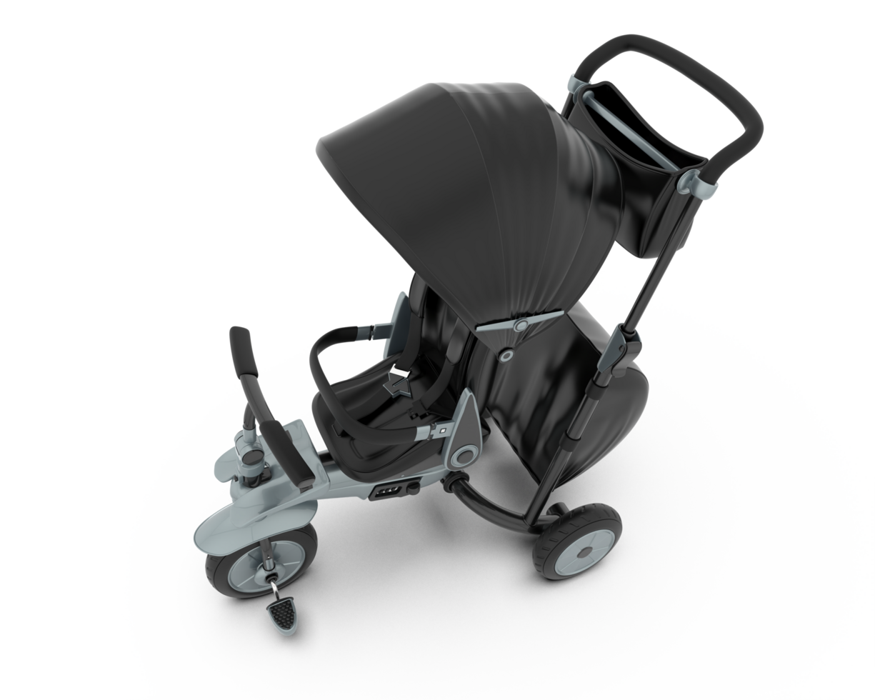 A black stroller with a seat and a seat png