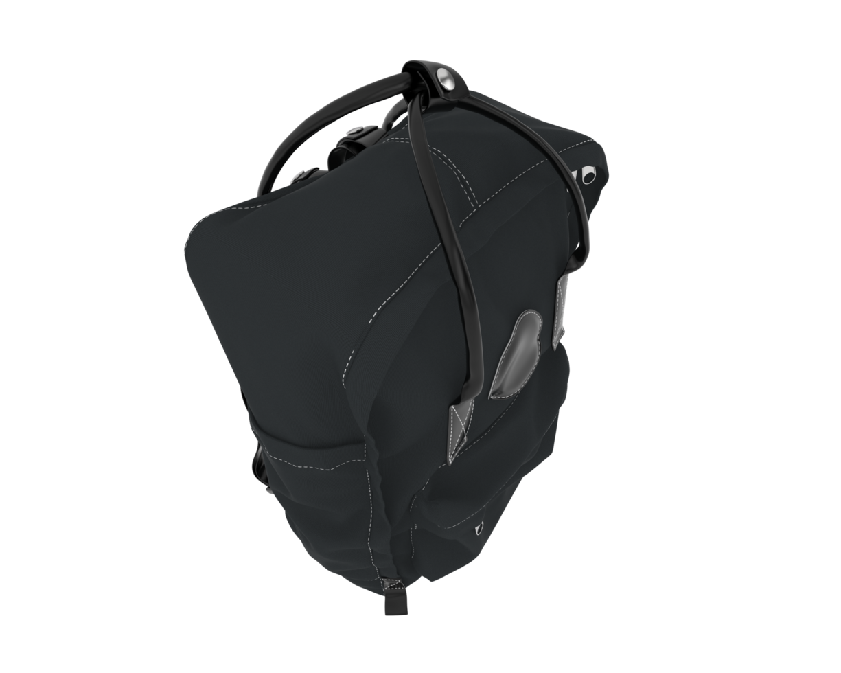 A black backpack with a handle on it png