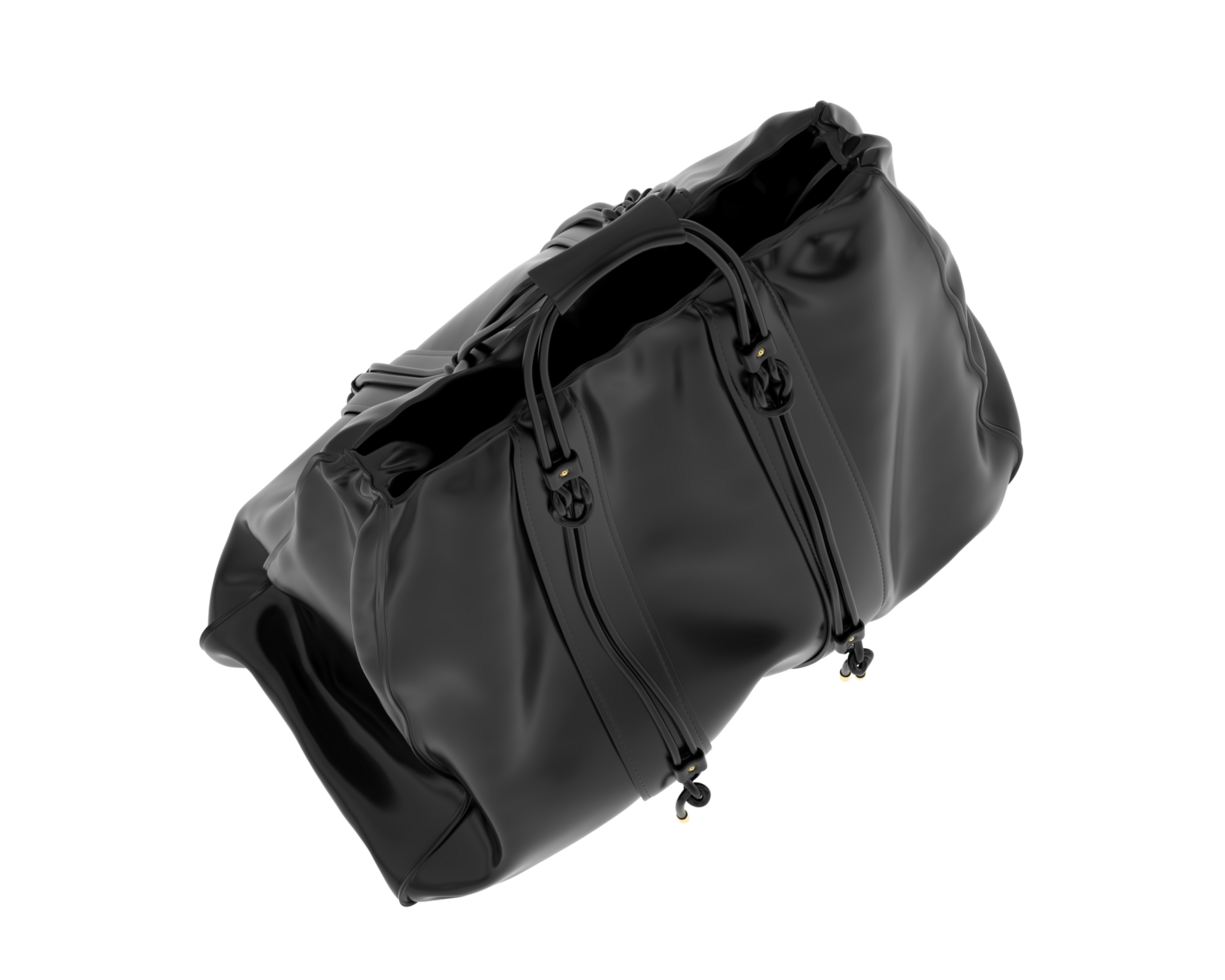 A black leather bag on a black background png