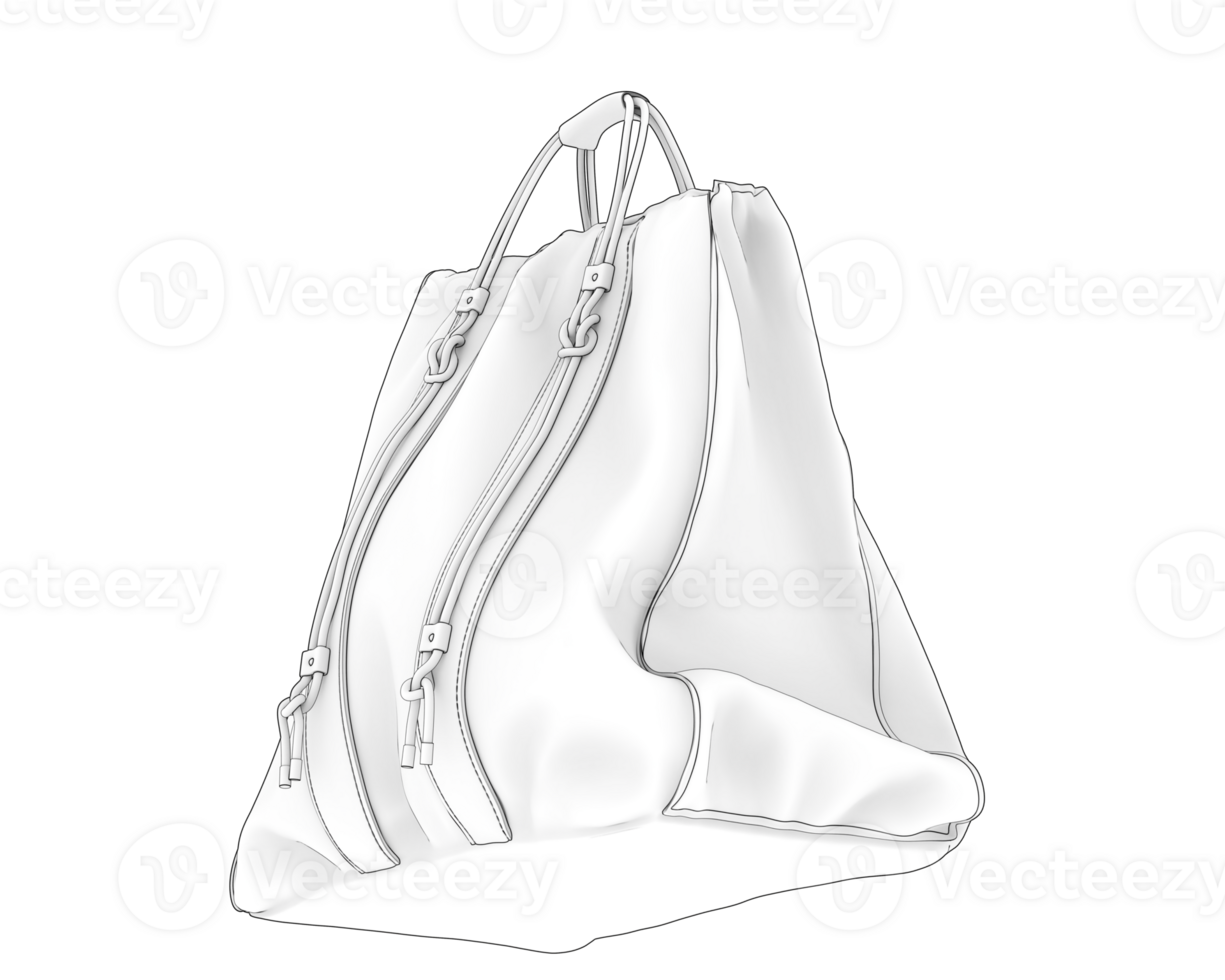A white bag with zippers on the side png